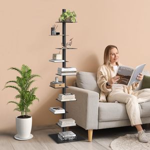 Estantería Metálica Nidouillet de 9 Niveles, Ajustable, Vertical, Tipo <span class=keywords><strong>Torre</strong></span>, para Libros, Estantería Alta y Estrecha, Ahorra Espacio, Resistente - Product Image 6