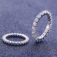 Bague de fiançailles en or massif, pommeau de 3.0mm, 18K, pour l'éternité, diamant