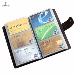 Boshiho 90 Count Name Case <b>ID</b> Card <b>Holder</b> PU Leather Business Card Book Trading Cards Durable Faux Leather Material Zipper - Product Image 6