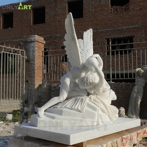 Statue en marbre naturel <span class=keywords><strong>grec</strong></span> classique OEM pour décoration de parc de jardin extérieur Statue de baiser de Cupidon et Psyché directe - Product Image 3