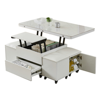 Table à café et à dîner moderne à hauteur réglable |   Tiroir de rangement à compartiment caché, meuble multifonctionnel pour la maison