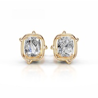 Boucles d'oreilles en moissanite VVS 2 carats, taille cœur et coussin, en argent 925 plaqué or 18 carats, bijoux raffinés pour femme, idéal pour un cadeau