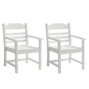 DB Pure <b>White</b> Patio <b>Dining</b> <b>Chair</b> with Armset Set of 2 Imitation Wood Grain Texture Wexture Made of HIPs Material - Product Image 2
