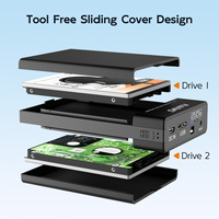 MAIWO Enclosure RAID a 2 Bay per HDD/SSD SATA da 2.5" Senza Attrezzi, in Materiale ABS, per Unità Disco Rigido Esterno