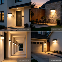 Lampe murale LED extérieure étanche IP65 6W avec diffuseur en polycarbonate, design carré, pour éclairage de jardin (vente en gros)