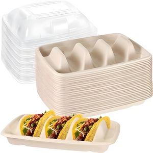 Cajas de Tacos Desechables de Fibra de Caña de Azúcar con Logotipo Personalizado, Contenedores para Comida y Cajas para Llevar Tortillas, Paquete de 3 - Product Image 6