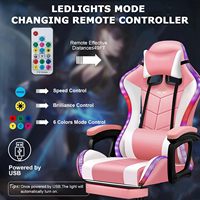 Chaise de jeu d'ordinateur en cuir PU blanc Ddp bon marché Silla Gamer LED RGB fauteuil de jeu de massage de course avec lumières et haut-parleurs
