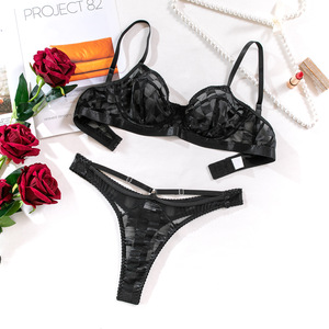 Ropa Interior Sexy para Mujer, Diseño Clásico a Cuadros, Transpirable, Suave, Conjunto de Dos Piezas - Product Image 5