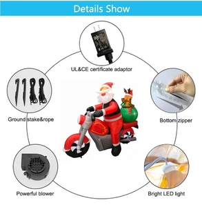 Père Noël gonflable de Noël de 2,1 m sur <span class=keywords><strong>moto</strong></span> avec renne passager, décoration de jardin gonflable pour les fêtes - Product Image 5