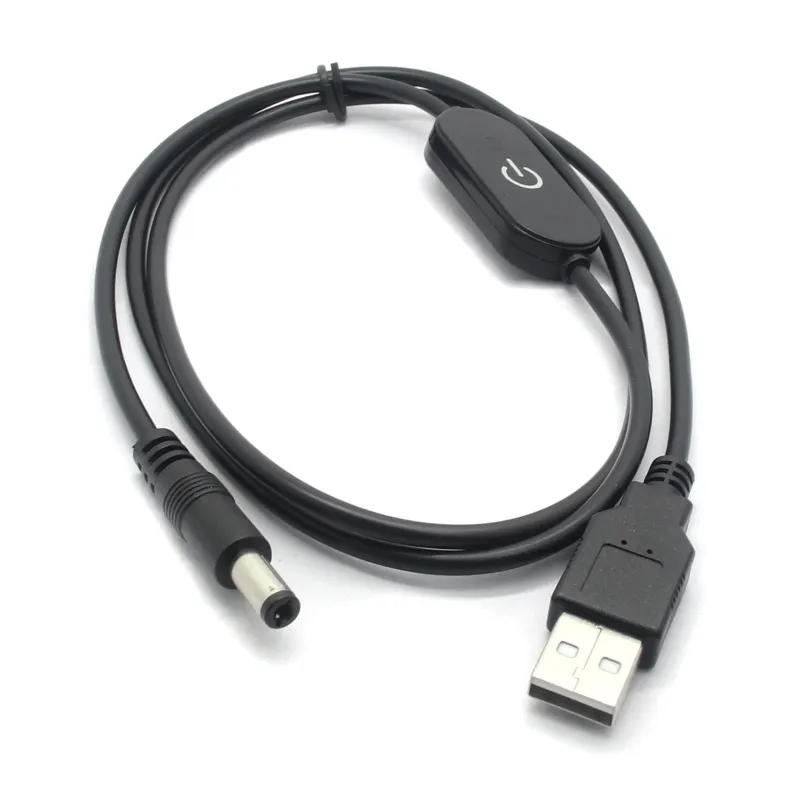 Customized USB2.0 to DC2.1x5.5 ON OFF Mini LED Touch Switch Extension Cable