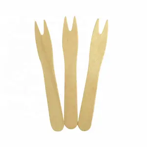 Fourchette en bois à usage unique, frites française, Design personnalisable pour les fruits, pièces de 12cm