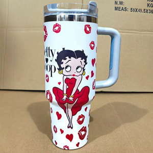 Nuevo Vaso Térmico <span class=keywords><strong>Betty</strong></span> con Diseño Personalizado, Lindo, con Pajita, Doble Pared, de Acero Inoxidable, Aislado, Botella de Agua Deportiva, Taza de Café de Viaje - Product Image 3