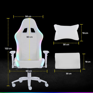 Silla <span class=keywords><strong>Gamer</strong></span> Con <span class=keywords><strong>Luces</strong></span> <span class=keywords><strong>LED</strong></span> Y Masajeador Lumbar White Racing Chairs Cadeira De Jogos Silla <span class=keywords><strong>Gamer</strong></span> Rgb Rosa Masaje Silla Gaming - Product Image 1