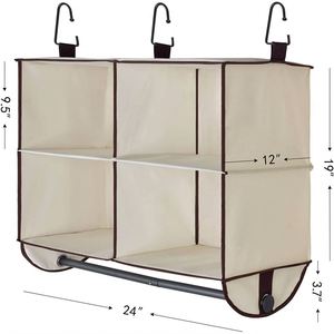 Organisateur de rangement suspendu à 4 étagères avec tringle à vêtements intégrée, en tissu non tissé renforcé pour armoire - Product Image 3