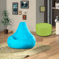 Fauteuil pouf triangulaire au design moderne pour adultes, intérieur/extérieur, surdimensionné, rembourrage en billes, housse amovible, Oxford 600D enduit de PVC