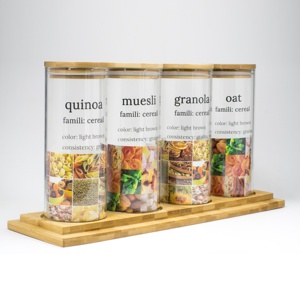 High Borosilicate Wholesale Glass Storage Jars Container with bamboo lids
