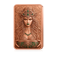 Barre de cuivre 5 oz avec motif en relief 3D, impression couleur, déesse, pièce de collection, lingot de cuivre fin 5 oz pour vente en gros et cadeaux