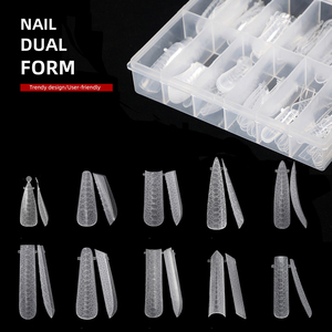 10 Styles Clear French <b>Nail</b> Dual Forms 12pcs Quick Building Gel <b>Extension</b> Mold Tips OEM ODM - Product Image 1