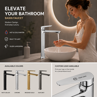 Robinet de lavabo en alliage de zinc de style luxueux, finition chrome poli, col haut, mitigeur chaud/froid pour salle de bain, vente en gros