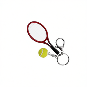 Llavero con forma de raqueta de tenis con diseño deportivo en miniatura para llaves y bolsos, 9 cm de longitud - Product Image 2