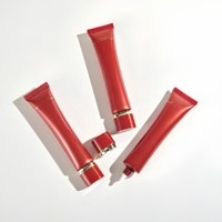 Tubi Ovali Vuoti in Plastica Rossa di Lusso da 30ml con Tappo a Vite Dorato per Detergente Viso, Crema Solare, Primer, BB e CC Cream