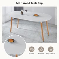 Table à manger ovale extensible et extensible, plateau en panneaux de particules, pieds en bois, design moderne blanc pour salon, chambre, entrée