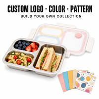 Boîte à lunch écologique réutilisable à 3 compartiments, grande capacité, en acier inoxydable 304 de qualité alimentaire, avec plateau amovible, pour la maison, le bureau et l'école