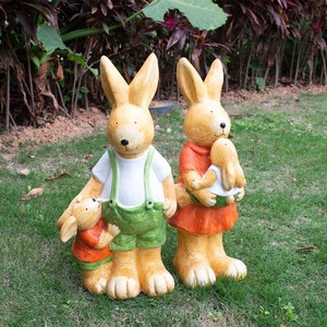 ของตกแต่งสวนรูปครอบครัวกระต่ายน่ารัก ทำจากเรซิ่น ทนทานต่อสภาพอากาศ เหมาะสำหรับตกแต่งสนามหญ้ากลางแจ้ง รูปทรงสัตว์ ทาสีสำเร็จรูป - Product Image 4