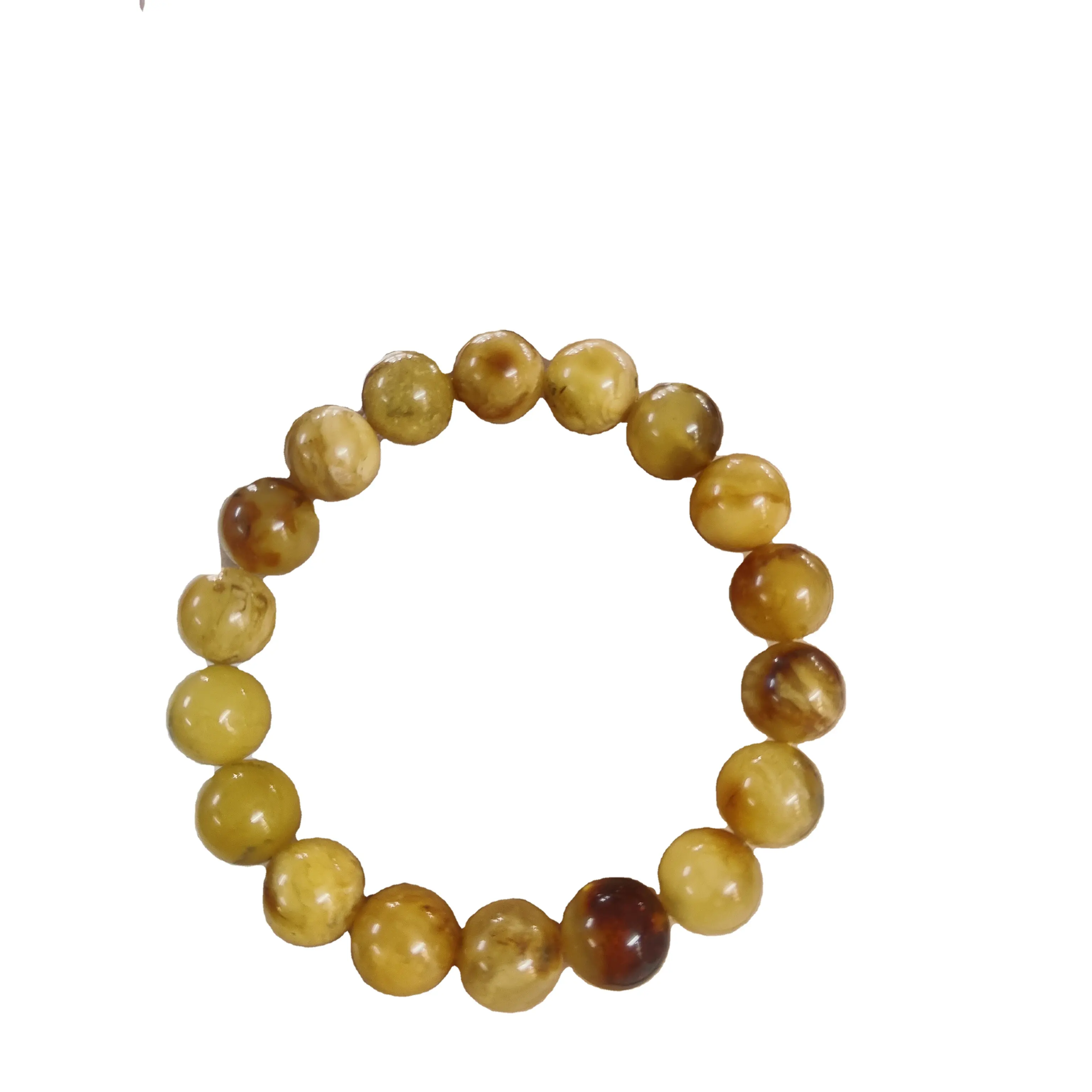 Baltik Amber batu permata kualitas alami 6.8mm potongan bulat longgar batu permata manik untuk membuat perhiasan