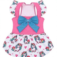 Robe d'été pour petit chien, résistante aux UV, avec nœud et manches à volants, pour anniversaire, mariage, fête, plage, vêtements mignons pour animaux de compagnie, robe tendance pour chiot