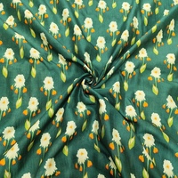 Tissu Premium SHIKHA FAB en Soie Poly Verte Douce, Léger, Respirant et à Séchage Rapide, Motif Géométrique Abstrait pour Femme