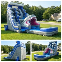 Toboggan aquatique gonflable personnalisable en PVC de 23 pieds de haut, modèle Super Shark, pour entreprises de location