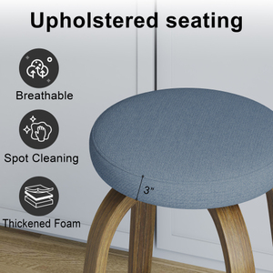 Swivel Bar <b>Stools</b> Set of 2 Bar Height Backless 30 Bar <b>Stool</b> Fabric Upholstered Seat Sturdy Metal Legs <b>Dining</b> Living Room - Product Image 2