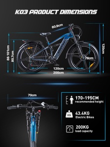 Bicicleta K03, Motor sin Escobillas de 750w, Batería de 48v 20ah, 5 Niveles - Product Image 4