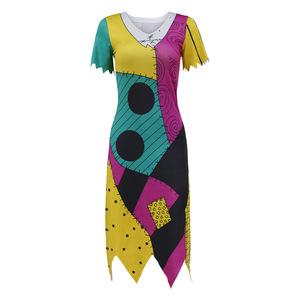 Dark Wind Christmas Fright Night <span class=keywords><strong>Sally</strong></span> Cosplay <span class=keywords><strong>Mujer</strong></span> <span class=keywords><strong>Disfraz</strong></span> <span class=keywords><strong>de</strong></span> Halloween Estampado - Product Image 6