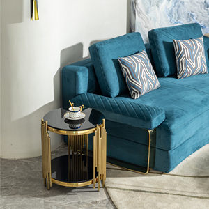 <span class=keywords><strong>Mesa</strong></span> auxiliar <span class=keywords><strong>redonda</strong></span> de <span class=keywords><strong>diseño</strong></span> moderno de alta moda, muebles de sala de estar, <span class=keywords><strong>mesa</strong></span> de centro con Base de acero inoxidable de vidrio templado negro - Product Image 5