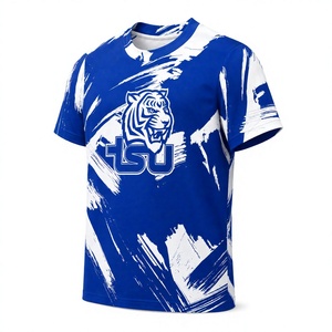 T-shirt personnalisé avec motif de tigre bleu et blanc – T-shirt de sport imprimé par sublimation pour le spirit d'équipe - Product Image 4