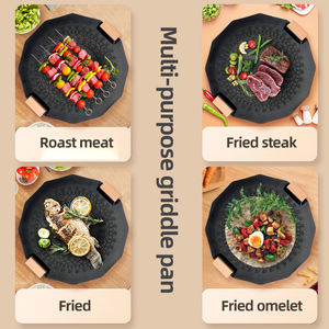 Irregular Double Bottom 4.5mm <strong>Thickness</strong> Die-cast Aluminum Party Outdoor Camping Barbecue Non Stick Bbq Griddle <strong>Grill</strong> <strong>Pan</strong> - Product Image 6