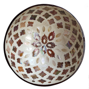 Wholesale Egg Shell Seashell Mother of Pearl Inlaid Vietnam Coconut Shell Lacquer Bowl