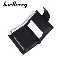 Dompet Pria Baellerry Slim Otomatis Minimalis Aluminium Anti-RFID Pop Up Wallet Kulit Custom Tempat Kartu