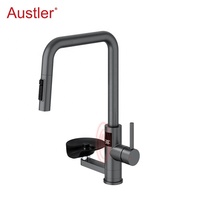 trou tasse rondelle mat noir en acier inoxydable retirer pulvérisateur évier robinet de cuisine avec verre rinceur