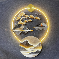 Peinture abstraite moderne en porcelaine de cristal avec éclairage LED, paysage abstrait, imperméable, écologique, sans cadre, décoration murale pour la maison
