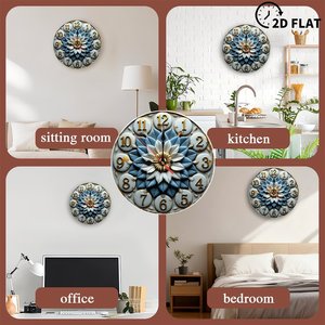 Round Wooden Wall <b>Clock</b> 25x25Cm Creative <b>Art</b> Quiet Movement Home Living Room Decor - Product Image 4