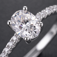 Bague ovale en moissanite en argent S925, un carat, sertie de quatre griffes, avec galerie ouverte sur l'épaule, bijoux de fiançailles pour femme