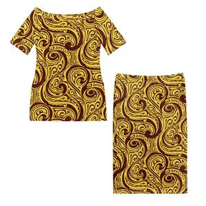 Conjuntos de vestido hasta el <span class=keywords><strong>tobillo</strong></span> informales para mujer Diseños de tatuajes tribales al por mayor populares isleños de dos piezas personalizables-Samoan Tonga - Product Image 4