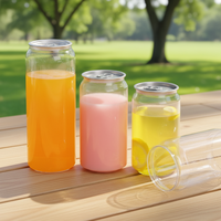 Bouteille PET transparente personnalisable avec logo pour boissons, canette en plastique vide à ouverture facile pour jus, eau minérale, thé avec anneau de traction
