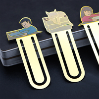Marcapáginas Metálico Multifuncional con Grabado en Esmalte Personalizado, Diseño de Dibujos Animados Impresos con UV, Ecológico, Dorado Metálico, MOQ Bajo