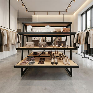 Exhibidor <span class=keywords><strong>de</strong></span> Metal y Madera Personalizado, Estante <span class=keywords><strong>de</strong></span> Metal Resistente con Estantes <span class=keywords><strong>de</strong></span> Madera para Tiendas Minoristas, Tiendas <span class=keywords><strong>de</strong></span> <span class=keywords><strong>Ropa</strong></span>, Directo <span class=keywords><strong>de</strong></span> Fábrica - Product Image 1
