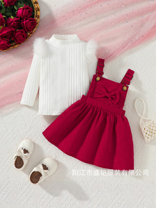 Nuovo Set di Abbigliamento Casual per <span class=keywords><strong>Bambini</strong></span> con Maglietta a Quadri e Gonna con Cintura per Natale, E-Commerce Transfrontaliero - Product Image 5