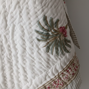 Edredón indio Reversible Jaipuri hecho a mano con estampado de bloque de mano Rajai Floral ropa de cama étnica india para decoración del hogar - Product Image 1